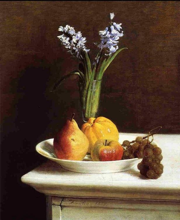 Henri Fantin-Latour Still Life Hyacinths and Fruit